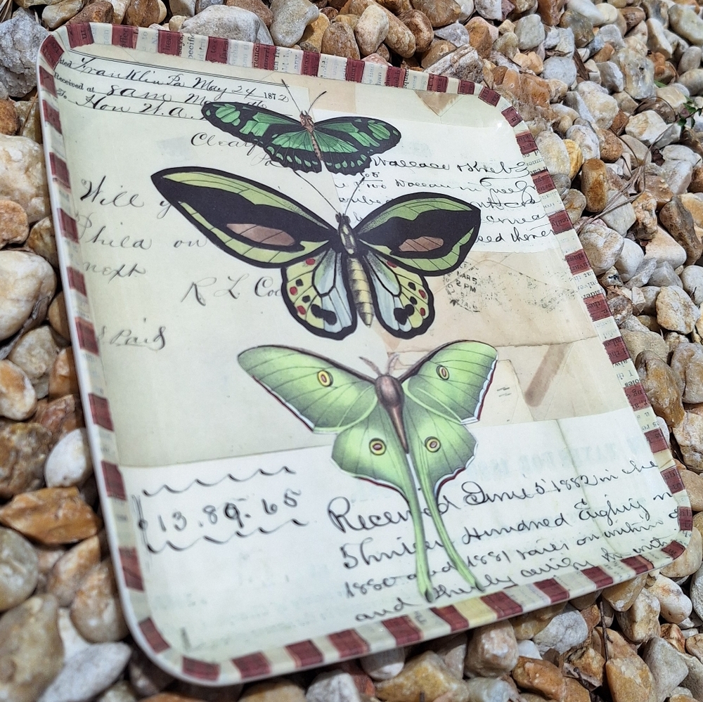 Malamine Serving Tray Butterfly Kitchen Hoem Decor Coffee Table Plastic Acrylic - Picture 9 of 10